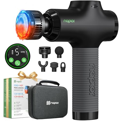 Massage Gun with Heat and Cold, [2026 Upgraded] Deep Tissue Muscle Massage Gun with LED Screen Temperature Control, 5 Speeds, Quiet Powerful Percussion Massager, Carry Case, Gifts for Men Women