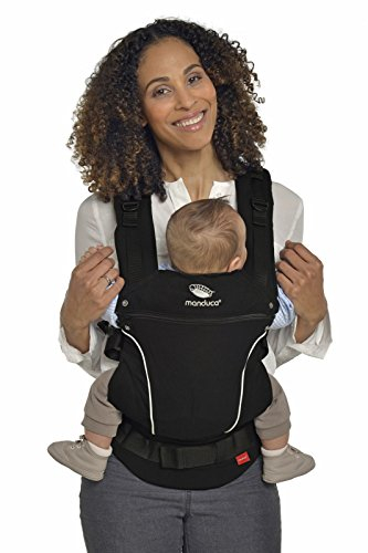 manduca First Babytrage - Verstellbarer und vielseitiger Tragesitz für Babys und Kleinkinder (3,5-20 kg) - Babytrage mit Front-, Hüft- und Rückentragefunktion, Night Black