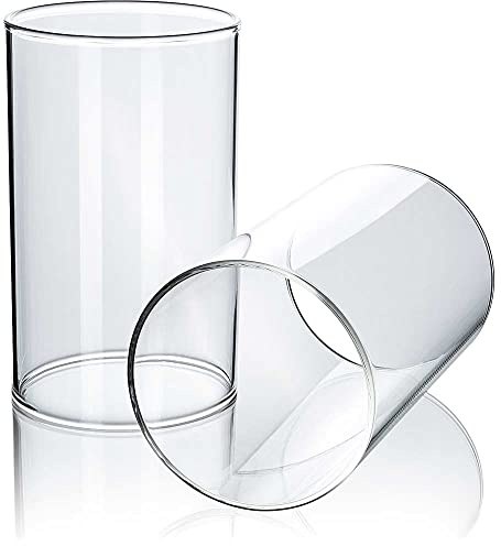 Tuuters - Lote de 2 faroles de cristal sin base, cilindro de cristal (120