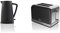 Swan Stealth 1.7 Litre Kettle, Matte Black, Rapid Boil, Streamlined Design, SK14640BLKN & 2 Slice Retro Toaster, Black, Defrost, Cancel and Reheat Functions, Slide Out Crumb Tray, ST19010BN