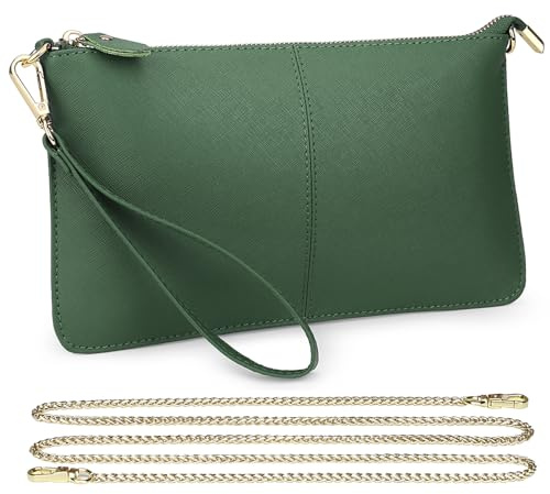 Uromee Wristlet Wallet Clutch Purses for Women Genuine Leather Crossbody Bag Handbag with Detachable Shoulder Chain