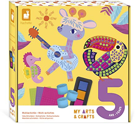 Janod - My Arts & Crafts - 5 Anni - Cofanetto Creativo Multiattività - 8 Illustrazioni - Kit Attività Creative Bambini - Abilità Fino-Motorie e Concentrazione - J07748