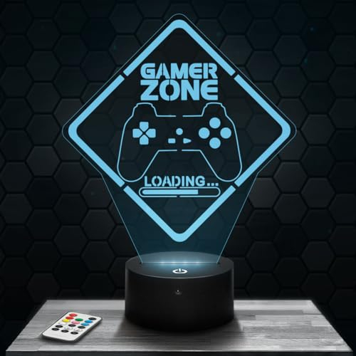 Lampephoto.fr - Lámpara 3D Gamer Zone Gaming Decoración Cuarto para Niños, Gamer Zone Gaming, Idea de Regalo, Lámpara de Noche para La Oficina, Idea de Regalo Original, Merchandising TOP