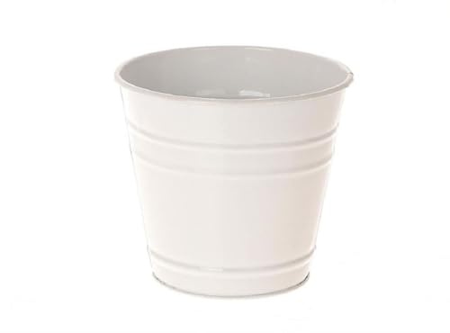Decpero Metalltöpfe 6er-Set I Ø 13 x H 12 cm I Weiss I Übertopf Metall