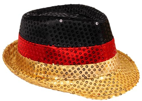 Sternfabrik Paillettenhut Deutschland Fanartikel schwarz rot gold Herren Damen Kinder Hut Trilby Fedora #01