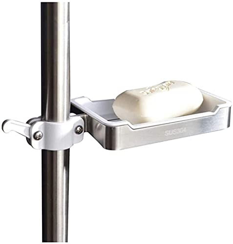 Porte-Savon sur Barre de Douche en Acier Inoxydable, Finition brossée, Plateau à Savon Amovible à Clipser avec Trou d'égouttage, caddies de Douche de Salle de bains/1381
