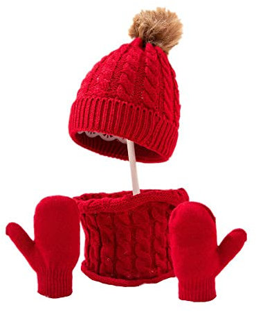 kaltes Wetter Baby Mützen Stricken Baby Mützen Baby Mädchen Mützen Winter Baby Mützen Kinder Strickmützen Baby Jungen warme Mützen Dicke Hüte (DE/NL/SE/PL, Alter, Einheitsgröße, Rot)