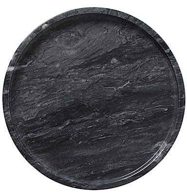 Cabilock Assiette à Bijoux En Marbre Naturel 20 Cm Noir Plat à Dessert Et Plateau De Fruits Secs Résistant Et Facile à Nettoyer Pour Usage Domestique Et Fêtes