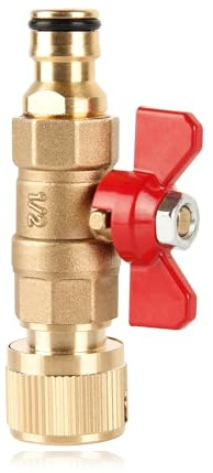 Garden Hose Quick Release Connector, Brass Control Valve, Inline Shut Off for Water Guns Hose Pipe and Tap Reel (One Male and Female Valve)
