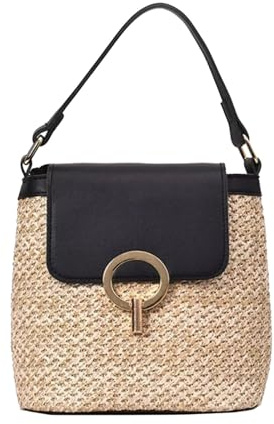 Stroh Handtasche Damen Basttasche Böhmische Strandtasche Korbtasche Damen Boho Tasche Kleine Strand Stroh Umhängetasche Sommer Handgewebt Geflochtene Tasche für Reisen Strand Urlaub (A)