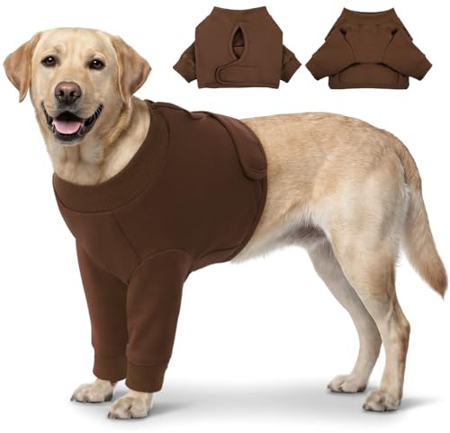 CITÉTOILE hundbody efter oper, sårskyddsdräkter för hundar med ben, främre benskydd för skada hund, anti-sårläckage Op Body hundar, E-krage alternativ, brun, 2XL