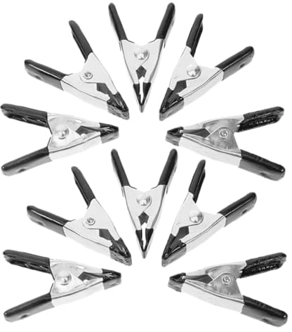 SEWACC 10pcs Metal Spring Clamps Mini Backdrop Clips for Photography Woodworking Wedding Dress Fitting Compact Heavy Duty Strong Grip Metal Clamps