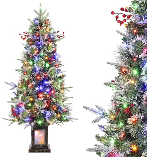 Garvee 120 cm Weihnachtsbaum Mit 150 LED-Lichtern,9 Lichtmodi mit Basis, Künstlicher Weihnachtsbaum,Wärme weißes Licht & RGB Licht,Christmas Tree Schnellaufbau Klappsystem geschmückt für Weihnachten