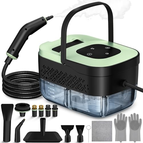 Steam Cleaner, Portable Steamer for Cleaning with 16pcs Accessories, 6-Level Adjustable and 15s Heat-Up, Handheld Steam Cleaner for Home, Tile, Dirt, Grout, Grease, Car Detailing