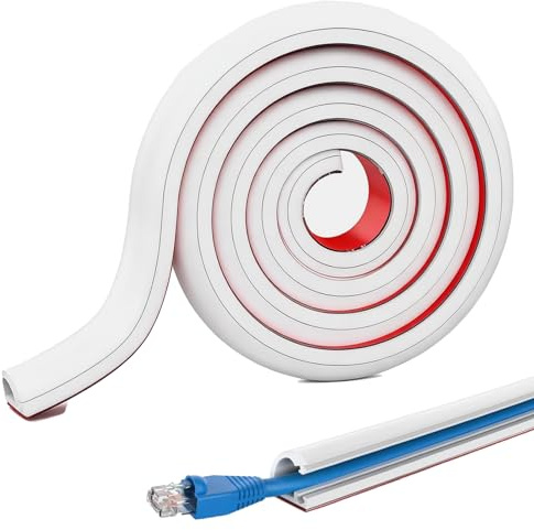 1m Silikon Kabelkanal Weiß Selbstklebend Mini,Flexibler Silikon Halbrund Kabelkanäle,Kabelabdeckung Cable Hider, Kabeltunnel Ideal für Wand-, Boden- & Decke Kabelmanagement (3M)