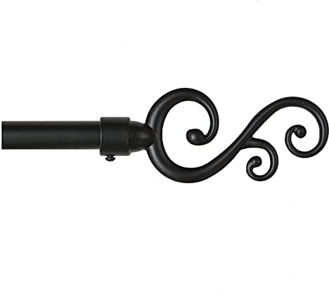 Bastone Tenda Estendibile 120-210 o 160-300 Ferro Antichizzato Shabby Chic Asta Anelli Scorritenda mod.BASTONE TENDA SPIRALI NEW 120-210 NERO