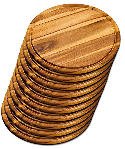 Kesper 28444 - Juego de 10 platos de carne (30 cm de diámetro, madera de acacia, con certificación FSC)
