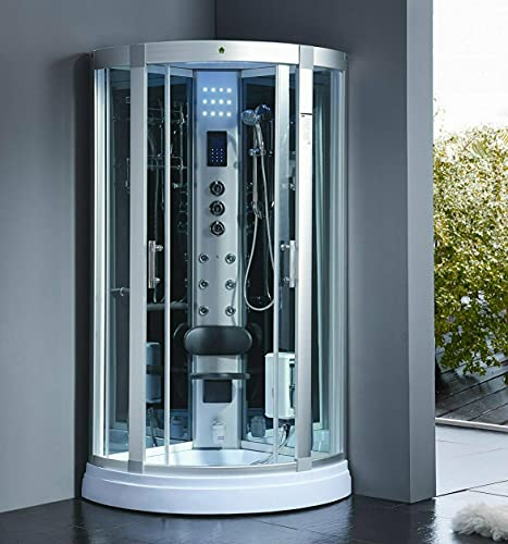 Cabine de douche complète à LED de luxe XXL + radio avec transporteur