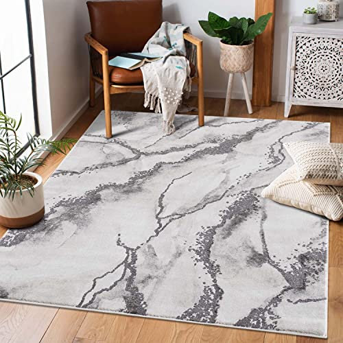 carpet city Teppich Wohnzimmer - 80x150 cm Kurzflor Grau - Meliert Abstraktes Muster - 3D-Optik - Moderne Teppiche Flachflor - Deko Schlafzimmer