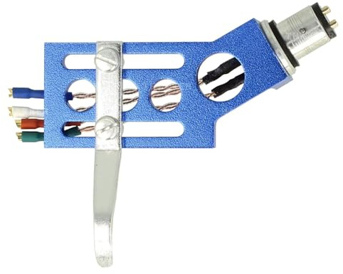THAKKER CHS-19 - gekröpftes CNC gefrästes Aluminium Headshell - blau | SME Anschluss | inkl. Headshell-Kabel, Schrauben in 4 unterschiedlichen Längen, Muttern und Nylon Unterlegscheiben