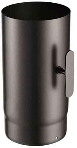 La zappa Tubo in acciaio nero con valvola di ispezione per stufa a legna da 2 mm (Ø15 X h 30 cm)
