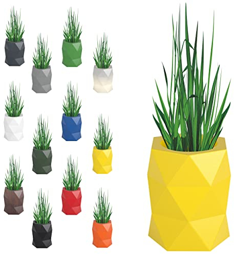 Monumo®️ Modena Blumentopf Groß XXL mit Innenkasten wetterfest, Blumenständer für Garten, Pflanzentopf für Balkon, moderner Blumenvase, Blumenkübel, viele Farben (46 cm x 46 cm x 54 cm, Gelb)