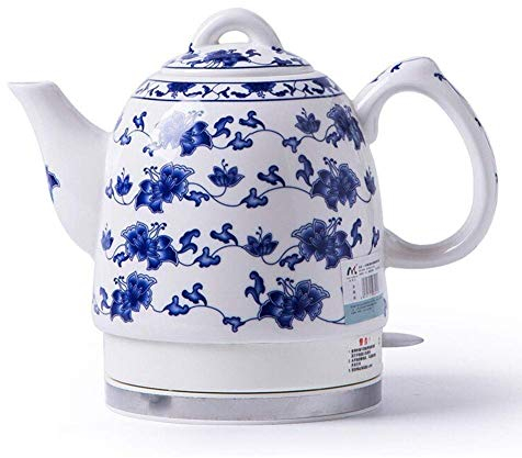 Bollitore elettrico in ceramica senza fili bianco teiera-retro brocca da 1 litro, acqua 1350w veloce per tè, caffè, zuppa veloce (Colore : B) Present