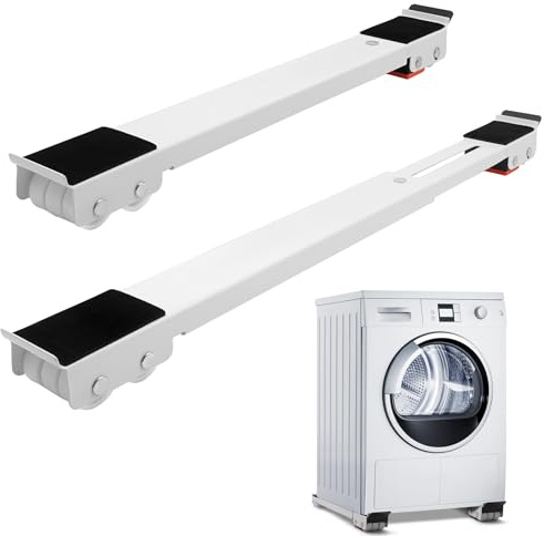 Base pour machine à laver avec roues de frein, chariot à laver avec roues, roues pour machine à laver, sèche-linge, réfrigérateur, charge 700 kg, longueur 45-72 cm (blanc)