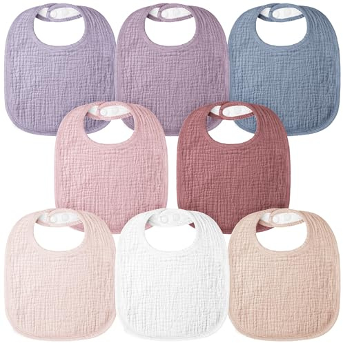Bearmoss Lätzchen Baby Musselin Sabberlätzchen für Babys, 100% Baumwolle Quadratische Halstuch Baby Verstellbare Babylätzchen Weiche Sabberlätzchen für Junge und Mädchen,8 Stück