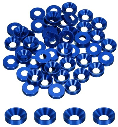 QUARKZMAN 50 PCs M6 Rondelles à Aléser, 13,8 mm/0,54 Pouces en Alliage d'Aluminium Anodisé, Joints de Culasse pour Vis RC/FPV/PC/Pièces d'Accessoires de Drone, Bleu Marine