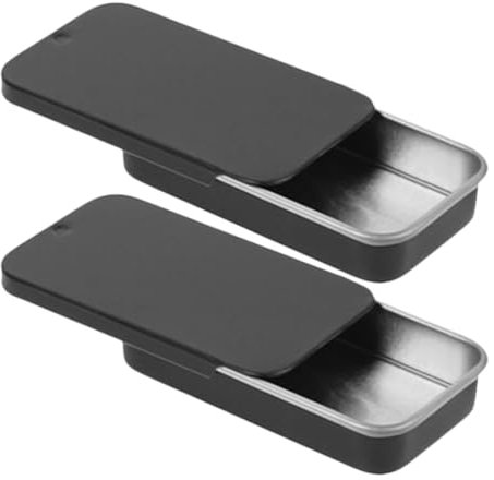 ULTECHNOVO Latas rectangulares de Metal con bisagras: 2 uds. Mini caja portátil con tapa deslizante, soporte de almacenamiento de para contenedores de regalo de bálsamo de joyería