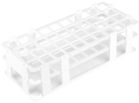 stonylab Reagenzglasständer, 20 mm 40-Plätze Weißer Kunststoffhalter-Ständer, 3-Stufiges Design und Abnehmbar, für den Laborgebrauch