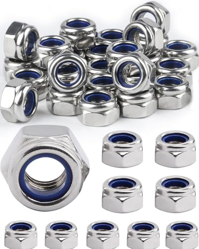 TPZORJX Juego de 45 tuercas hexagonales de acero inoxidable M8 - Tuercas autoblocantes, Tuercas autoblocantes Pernos hexagonales Tuercas de seguridad de acero inoxidable(M8)