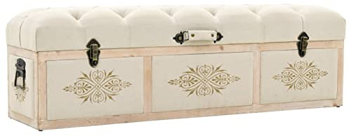 Xichuzi Banco de almacenaje, Baul Almacenaje Dormitorio, Banco Pie De Cama, Baul con Asiento, Madera Maciza de Abeto y Tela 110 cm
