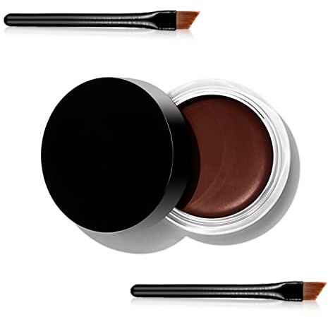 Erinde Brown Gel Eyeliner, Waterproof Long Lasting Cream Eyeliner Gel Pot, High-Intensity Pigments Smudge-Proof Eye Liner Makeup, Water-Resistant Eyeliners with 2PCS Brushes #06