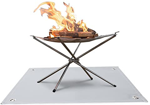 Alfombrilla ignífuga para fogatas al aire libre, camping, barbacoa, estufa ignífuga, alfombrilla de parrilla de suelo, estufa de camping, manta ignífuga, protección para el césped, color gris, 150 x