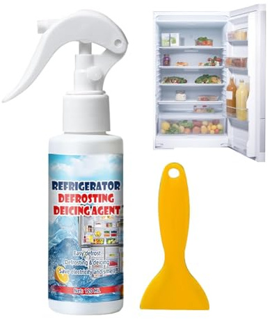 120 ml kylskåpsrengörare – sprayrengörare för frys, avfrostningsspray för frys, livsmedelsäker rengörare, snösmältnings- och avfrostningsmedel för kylskåp, frysar, kylskåp