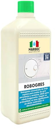 MARBEC ROBOGRES 1LT Detergente concentrado de baja espuma para la limpieza de suelos de gres porcelánico con robots fregasuelos. Limpia en profundidad y seca rápidamente.