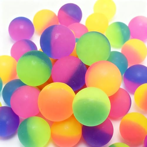Nhgkju 35 pezzi, Flummies per bambini [2,5 cm), palline di gomma colorate, flummis, galleggianti e opache, regali di compleanno per bambini, pensierini, giocattoli gonfiabili, per ragazzi e ragazze