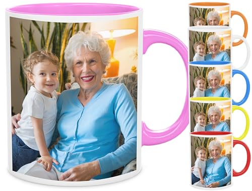 Hippowarehouse Personalised Mug Coloured Handle Colors for her for him Printed Various Colour Options Ceramic Cup Kitchenware Funny Gift