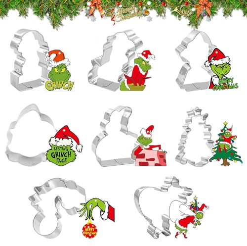 Lets Joy julkakformsset, 8 delar tecknat motiv kakform kakmått rostfritt stål jul kakformar stämplar, kakor kökstillbehör