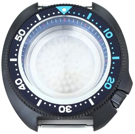 1 st svart 44 mm klockfodral med kapitelring Safirglas Vattentät for NH35 NH36 NH34 NH38 urtavla 28,5(Deep blue chapter 6)