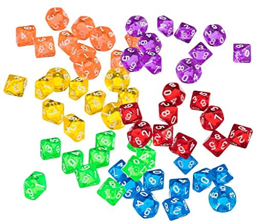 Sharplace 60 Stück Acryl Polyedrische Würfel Set, D10 Würfel Dice Spielwürfel für DND/RPG/MTG Tischspiele Brettspiel Kartenspiel Rollenspiele, FarbSpielwürfel