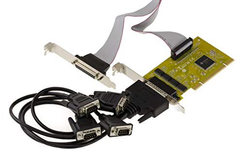 Kalea-Informatique SUNIX MIO5099A 4-port seriell COM RS232 + 1 port parallell LPT IEEE1284 DB25 PCI gränssnittskort. Chipset SUNIX SUN1999