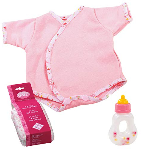 Götz 3403101 Babypuppen First Step Set - Puppenbekleidung Gr. S - 7-teiliges Bekleidungs- und Zubehörset für Babypuppen von 30 - 33 cm