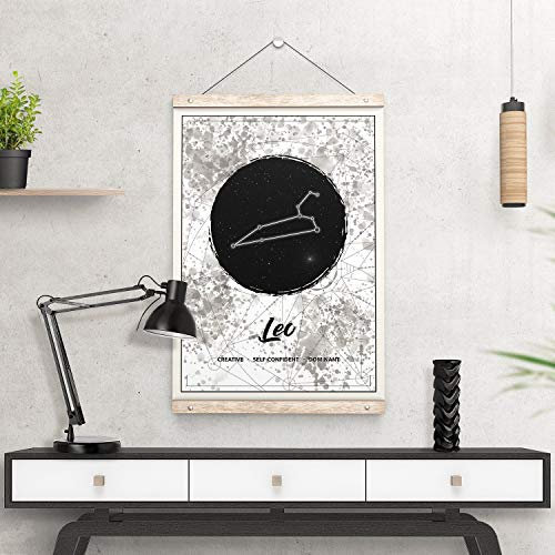 Affiche murale de la Constellation Lion Constellation Zodiaque - Horoscope Astrologie Signe et Astrologie Cadeau d'Étoile - Grande Chambre à coucher Carte du ciel nocturne Lion Astronomie imprimable