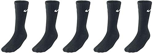 Nike 5 Paar Socken Lang Herren Damen Weiß Tennissocken Sportsocken Sparset SX7664 Größe 34 36 38 40 42 44 46 48 50 Farbe:Schwarz