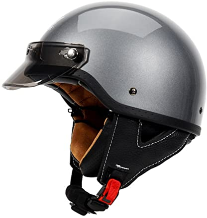 Halbschalenhelm,Halbhelme Motorradhelm mit ECE Genehmigt Brain-Cap, Motorrad Half Helm, Halbschale Roller-Helm Scooter-Helm Jet-Helm Retro für Erwachsene Herren Damen C,XL