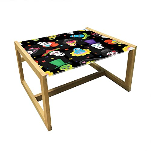 ABAKUHAUS Zuckerschädel Couchtisch, Lustige Schädel Sterne, Acrylglas-Mitteltisch mit Holzrahmen für Büros Wohnheime, Mittel Größe, Schwarz und Multicolor