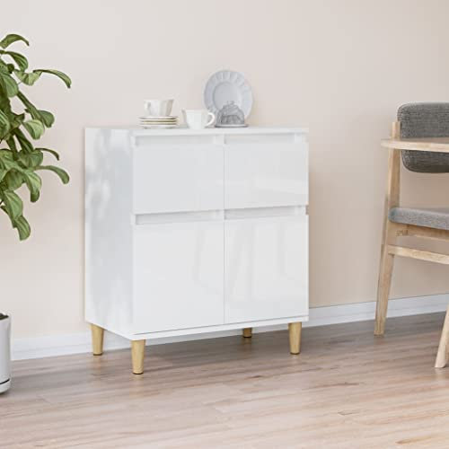 CKioict Buffetschrank modern Küchenschrank Vitrinenschrank Sideboard Hochglanz-Weiß 60x35x70 cm Holzwerkstoff für Schlafzimmer & Wohnräume & Büro